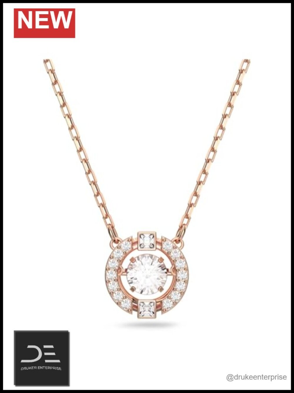 Swarovski Una Crystal Pendant Necklace Rose Gold Tone Plated Chain